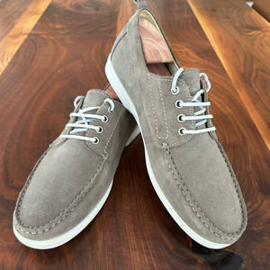 $295 Barneys New York 12 Beige Taupe Suede Boat Shoes, size 12